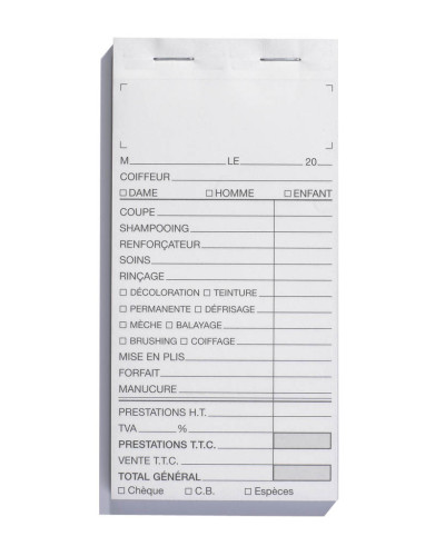 Carnet Caisse Blanc Sans Numéro