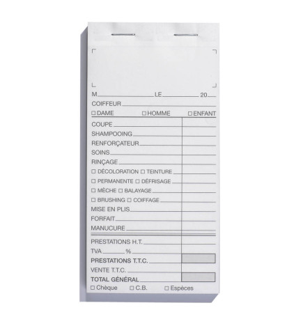 Carnet Caisse Blanc Sans Numéro