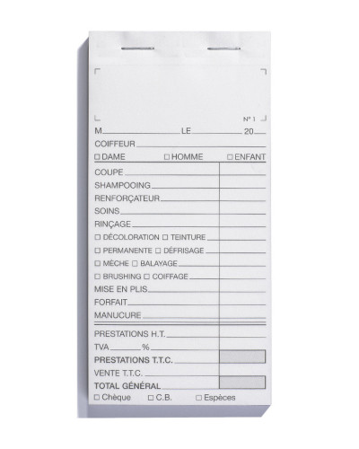 Carnet Caisse Blanc avec Numéros