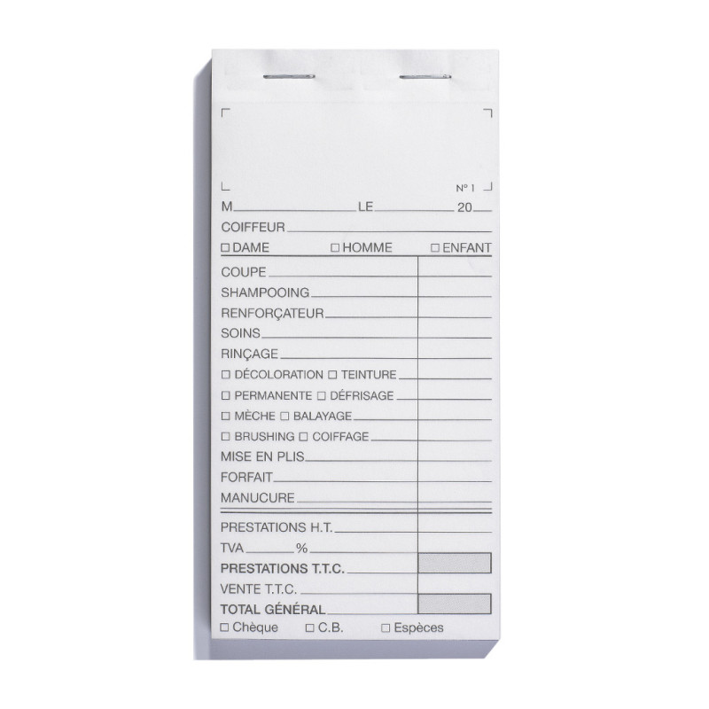 Carnet Caisse Blanc avec Numéros