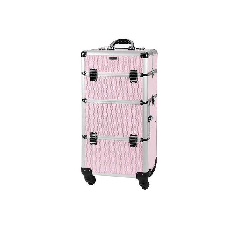 Valise alu strass rose