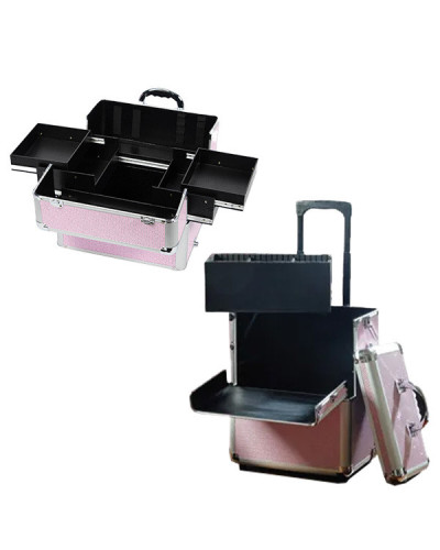 Valise alu strass rose