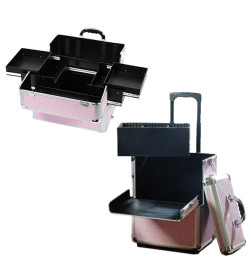 Valise alu strass rose