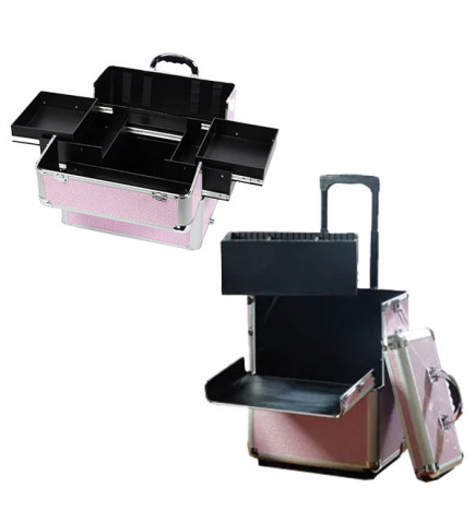 Valise alu strass rose