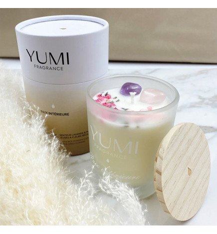 Bougie "Paix intérieure" Senteur lavande & Poudre de riz Yumi 200g