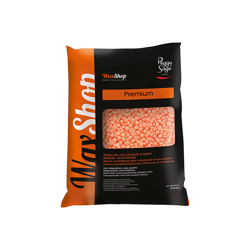 Perles de Cire Chaude jetables sans Bande Orange Premium Peggy Sage 800g