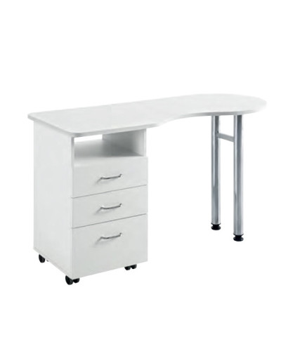 Table Manucure Vivian 3 Tiroirs En Bois Blanc