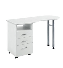 Table Manucure Vivian 3 Tiroirs En Bois Blanc