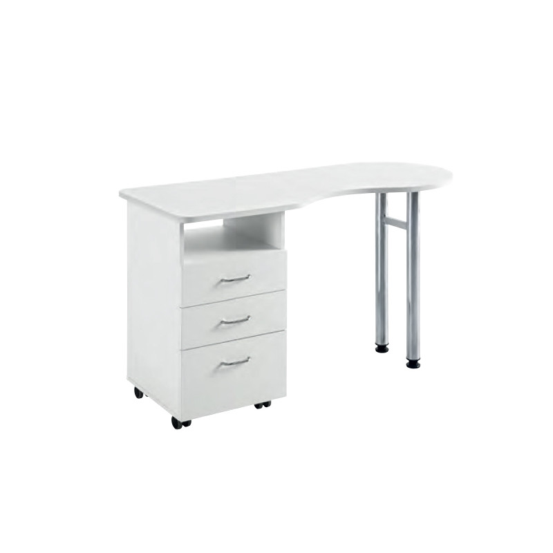 Table Manucure Vivian 3 Tiroirs En Bois Blanc