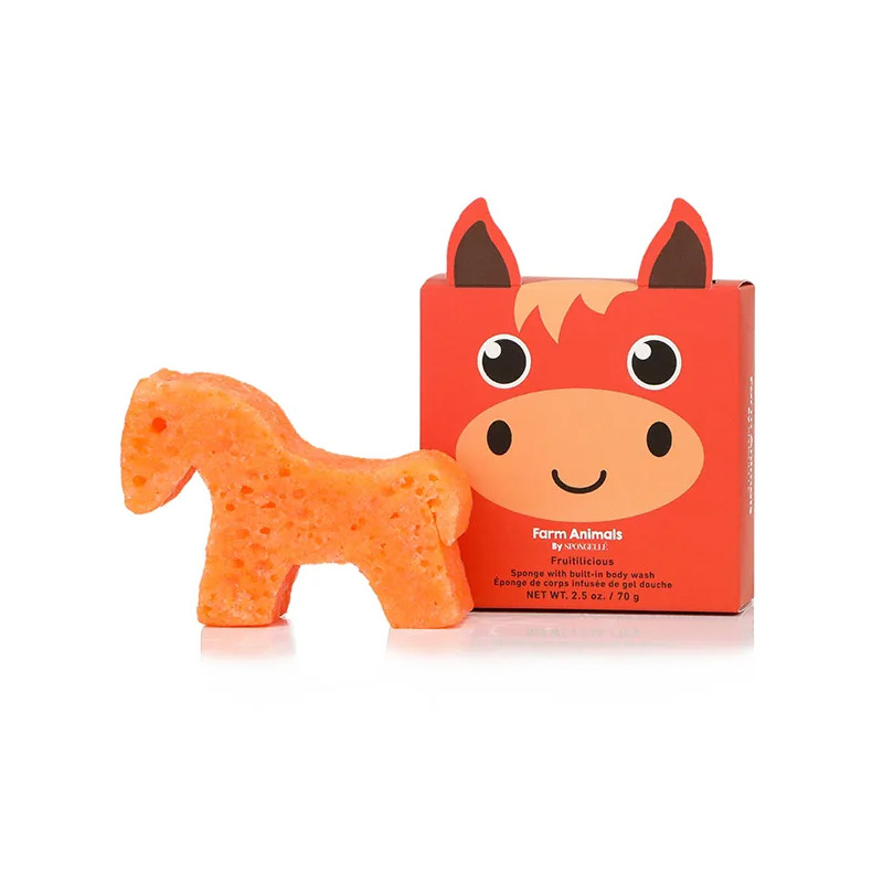 Éponge de Bain Infusée Animaux de la ferme Cheval Henry Spongellé 70g