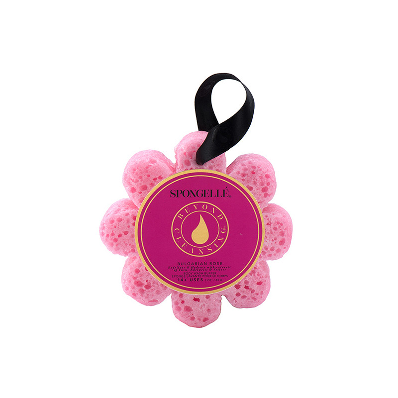 Éponge de Bain Exfoliante Infusée Rose Bulgare Spongellé 85g