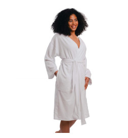 Peignoir Kimono Femme Blanc Avec PocheNovelastic