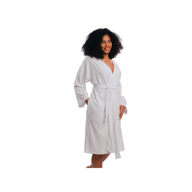 Peignoir Kimono Femme Blanc Avec PocheNovelastic