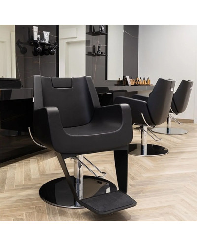 Fauteuil Barbier Boss-light Noir Base Ronde Pompe Hydraulique Nelson Mobilier