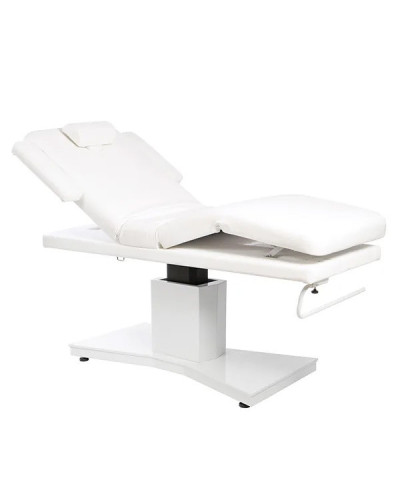 Table de Massage Électrique Poséidon Skaï Blanc Pied Wengé