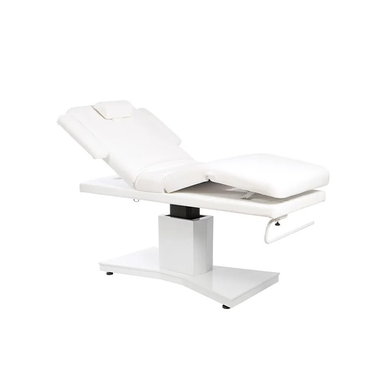 Table de Massage Électrique Poséidon Skaï Blanc Pied Wengé