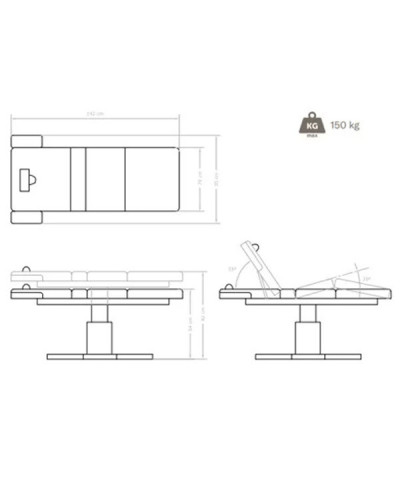 Table de Massage Électrique Poséidon Skaï Blanc Pied Wengé