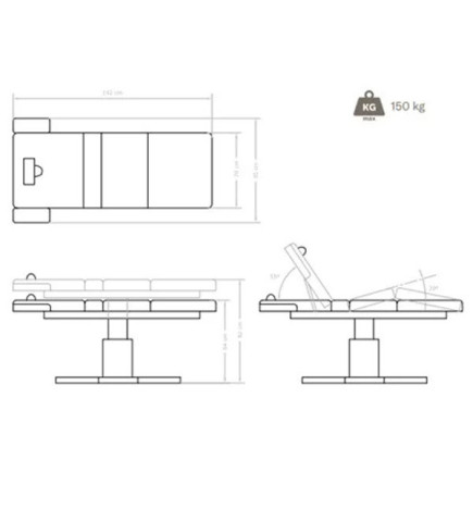 Table de Massage Électrique Poséidon Skaï Blanc Pied Wengé