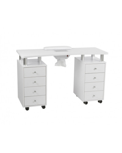 Table Manucure Distal  Double 8 Tiroirs 4/4 Blanche