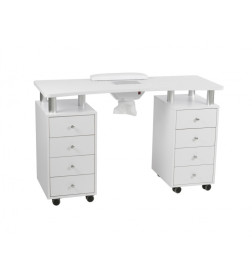 Table Manucure Distal  Double 8 Tiroirs 4/4 Blanche