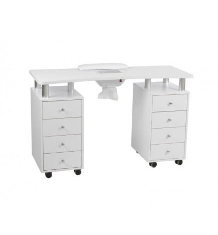 Table Manucure Distal  Double 8 Tiroirs 4/4 Blanche