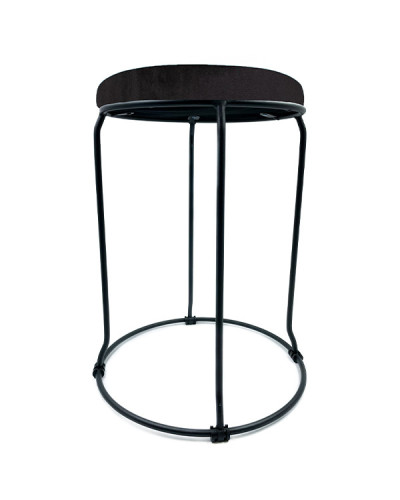 Tabouret en Velour Noir Pieds Acier Noir