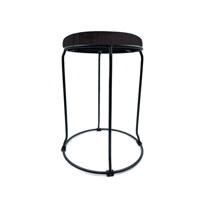 Tabouret en Velour Noir Pieds Acier Noir Tabouret en Velour Noir Pieds Acier Noir