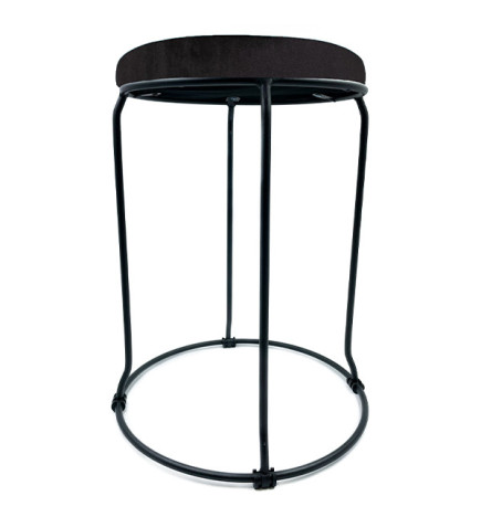Tabouret en Velour Noir Pieds Acier Noir
