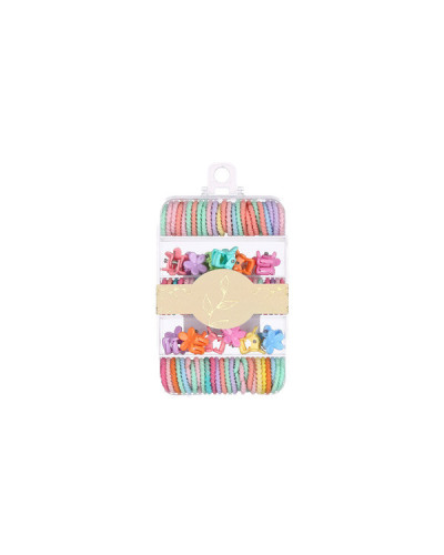 Boite Mini Élastiques et Mini Pinces Cheveux Multicolores