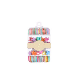 Boite Mini Élastiques et Mini Pinces Cheveux Multicolores