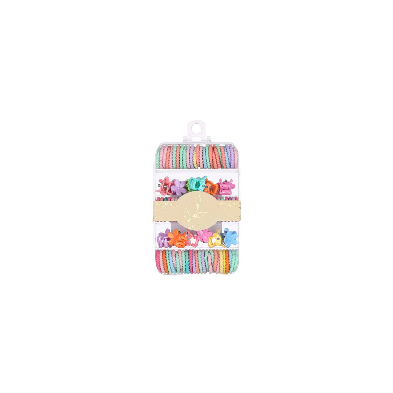 Boite Mini Élastiques et Mini Pinces Cheveux Multicolores Boite Mini Élastiques et Mini Pinces Cheveux Multicolores
