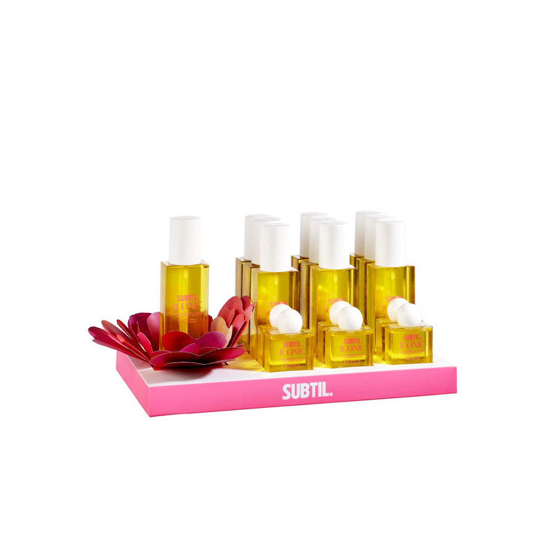 SUBTIL PRESENTOIR HUILE ICONIC CORPS & CHEVEUX (9 PCS+6 MINI +1 TESTEUR OFFERT)
