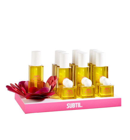 SUBTIL PRESENTOIR HUILE ICONIC CORPS & CHEVEUX (9 PCS+6 MINI +1 TESTEUR OFFERT)