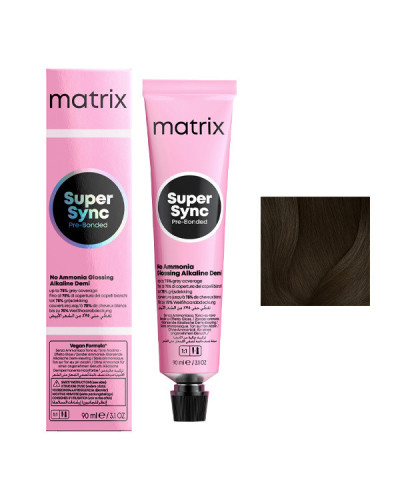 Coloration Ton sur Ton Super Sync N°4A Châtain Cendré Matrix 90ml