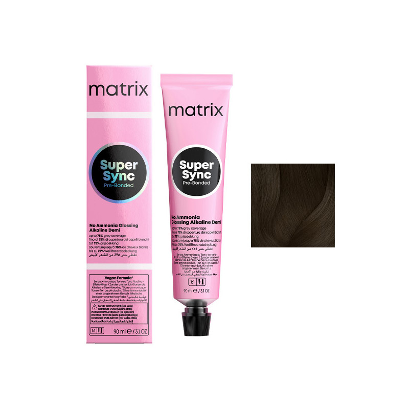 Coloration Ton sur Ton Super Sync N°4A Châtain Cendré Matrix 90ml
