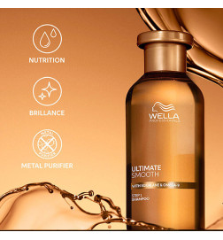 Shampooing Ultimate Smooth, nourrissant cheveux secs, ternes ou frisés, Wella 50ml