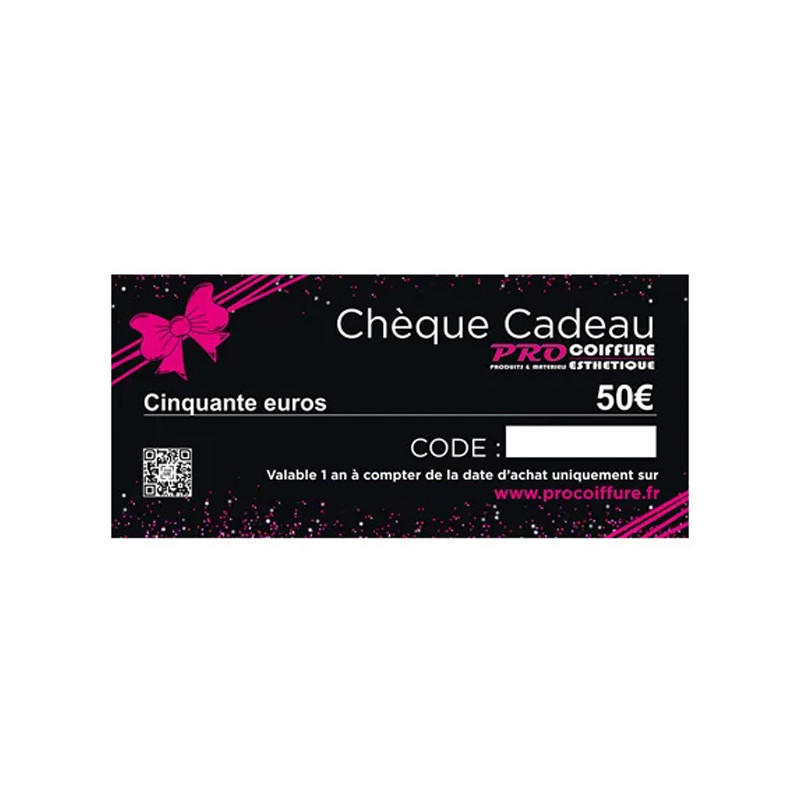 Chèque Cadeau en Ligne Pro Coiffure Esthétique 50€
