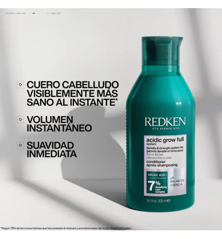 Après-Shampoing Densité Cheveux Fins 3 Min Acidic Grow Full System Redken 300ml