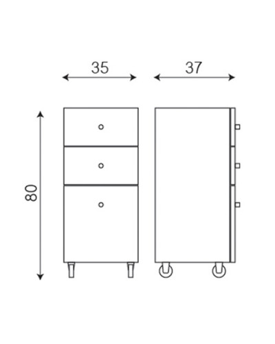 Table de Service Wally Inox 3 Tiroirs