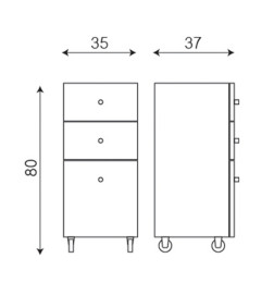 Table de Service Wally Inox 3 Tiroirs