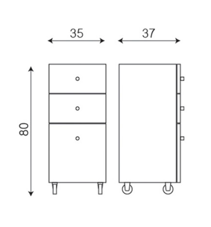Table de Service Wally Inox 3 Tiroirs