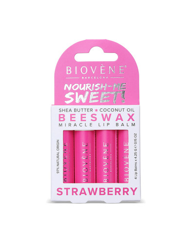 Baume à lèvres Miracle Beeswax Fraise – Pack de 4 unités