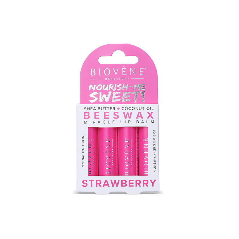 Baume à lèvres Miracle Beeswax Fraise – Pack de 4 unités
