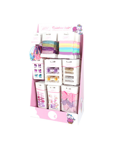 Présentoir 76 Barrettes Enfants Rainbow Hair