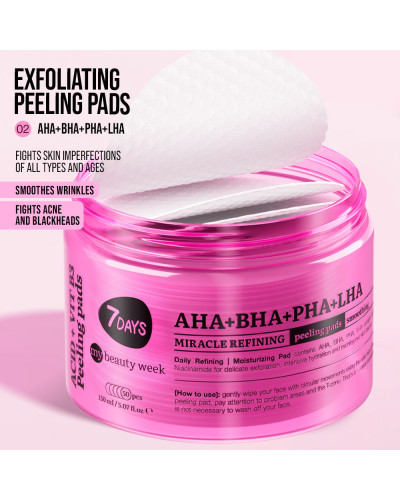 Disques Exfoliants Visage Miraculeux AHA+BHA+PHA+LHA 7 Days 150ml