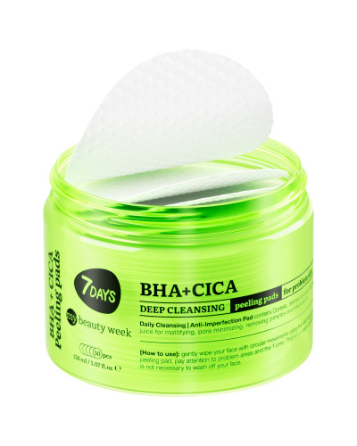 Disques Visage Exfoliants Nettoyants En Profondeur  BHA+CICA 7Days150ml