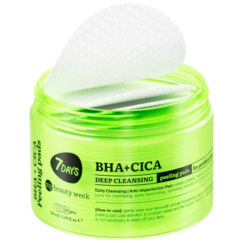 Disques Visage Exfoliants Nettoyants En Profondeur  BHA+CICA 7Days150ml