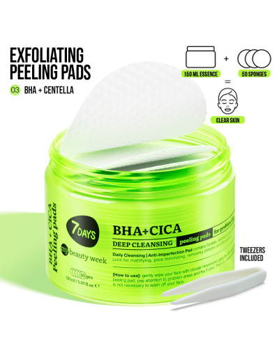 Disques Visage Exfoliants Nettoyants En Profondeur  BHA+CICA 7Days150ml