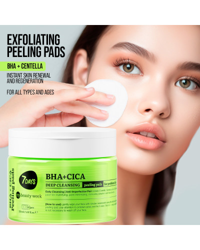 Disques Visage Exfoliants Nettoyants En Profondeur  BHA+CICA 7Days150ml