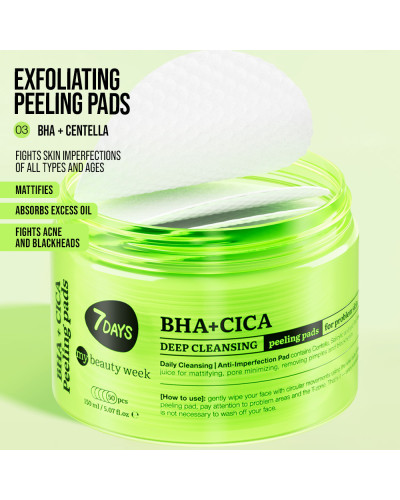 Disques Visage Exfoliants Nettoyants En Profondeur  BHA+CICA 7Days150ml